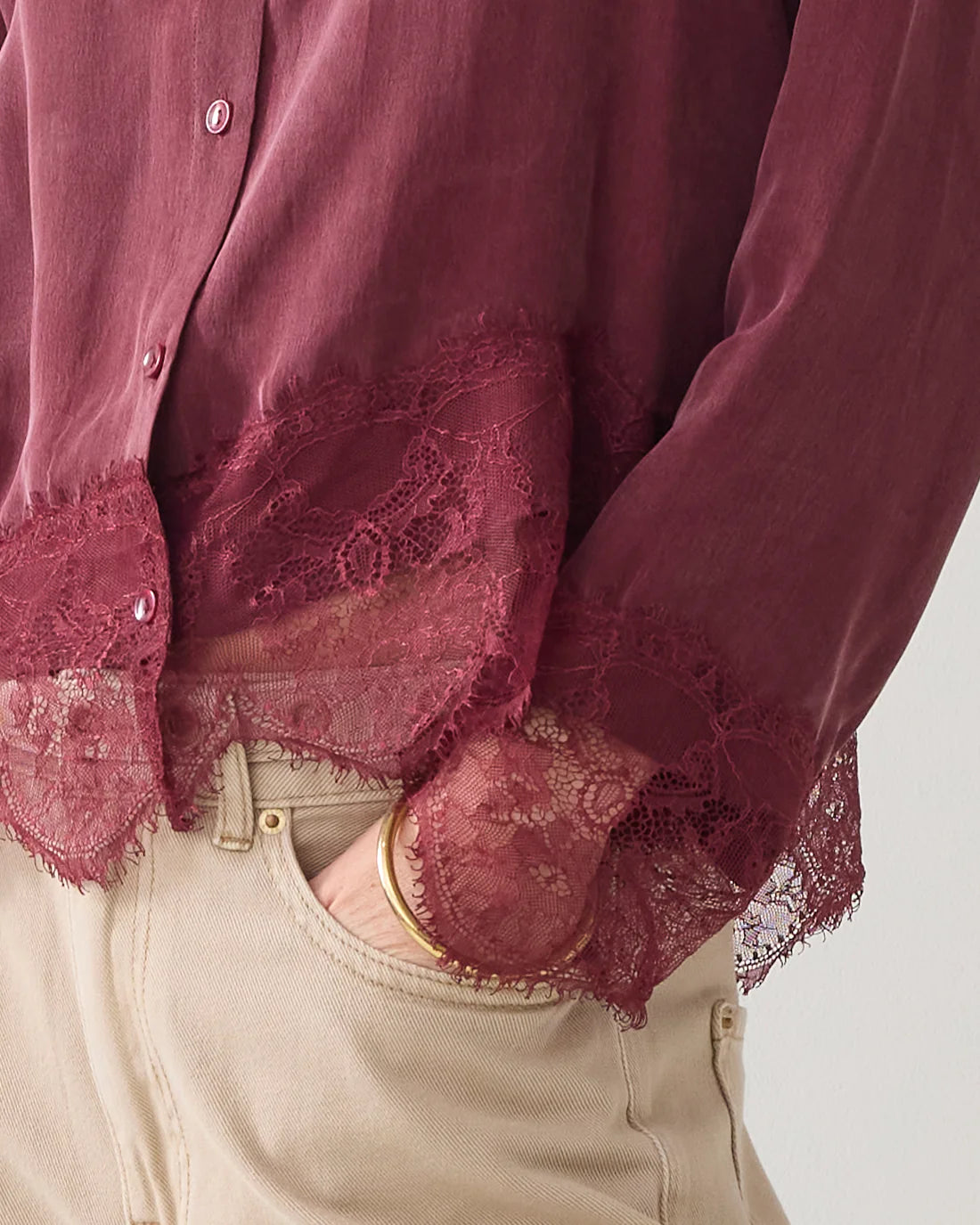 Cupro Blouse W/Lace