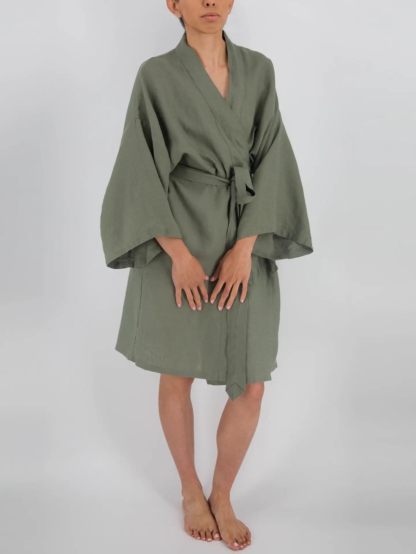Leia Mid-Length French Linen Robe