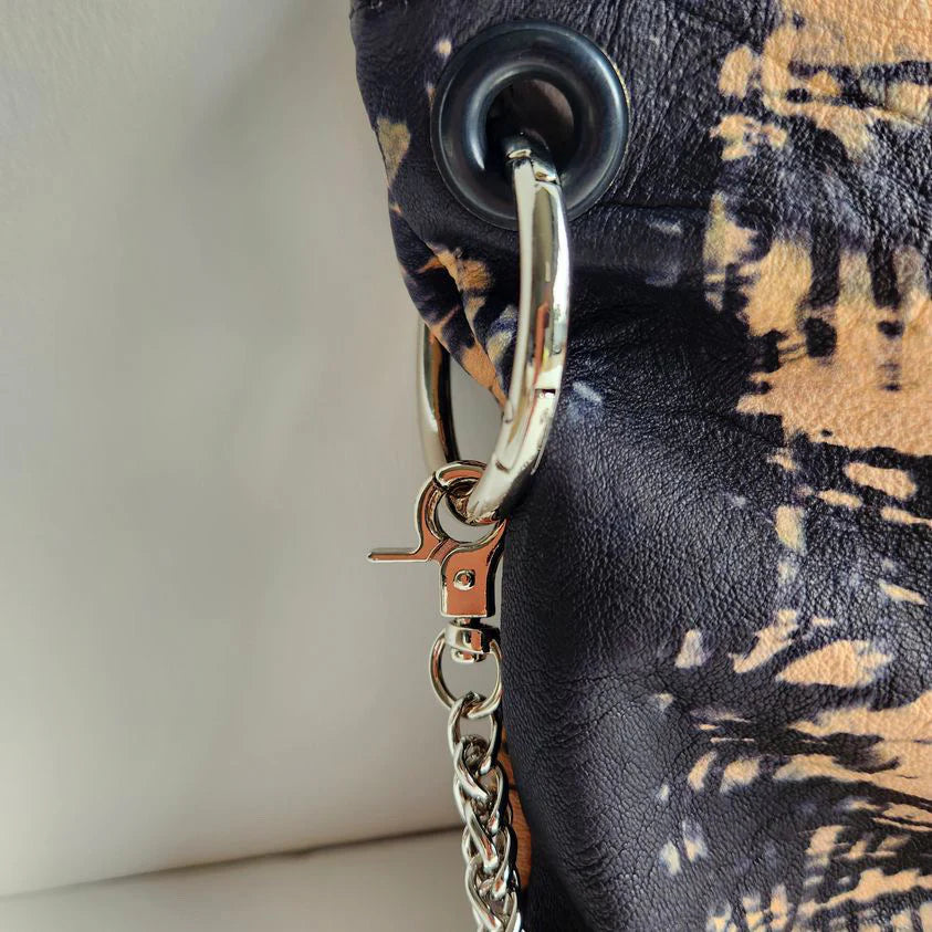 indigo tie-dye italian leather crossbody