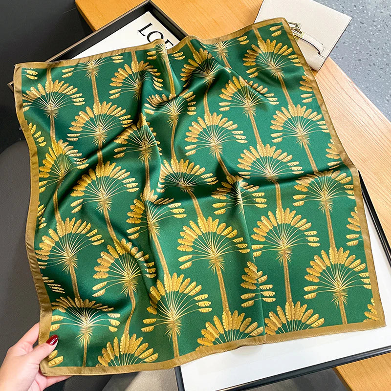 Green Gold Flowers Scarf