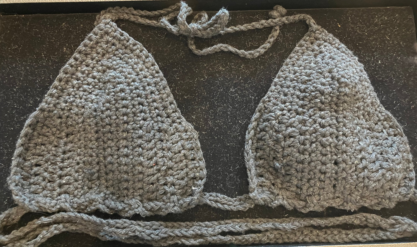 Black Cotton Bikini Top