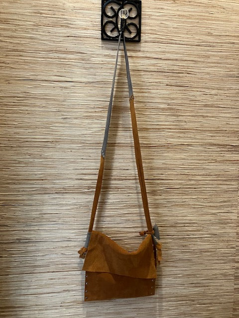 Angela Saddle Brown Suede Bag