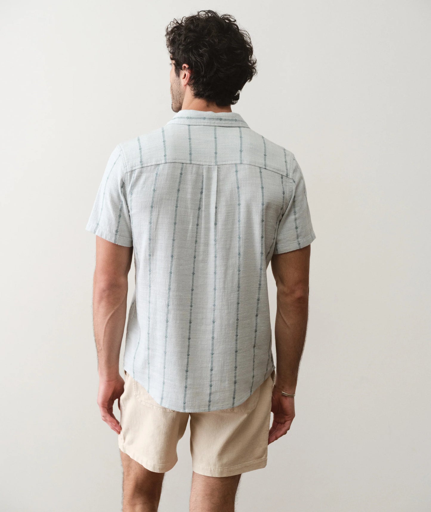Classic Stretch Selvage Shirt Aqua Agave Print