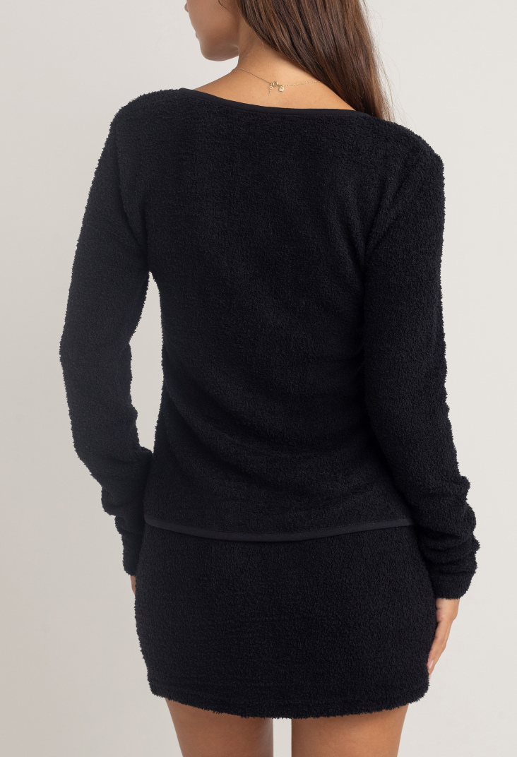 Sofia Boucle Long Sleeve Tie Front Top