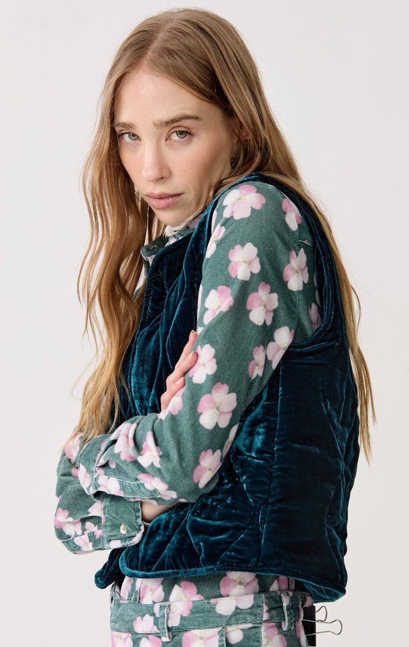 Waves Velvet Quilted Vest
