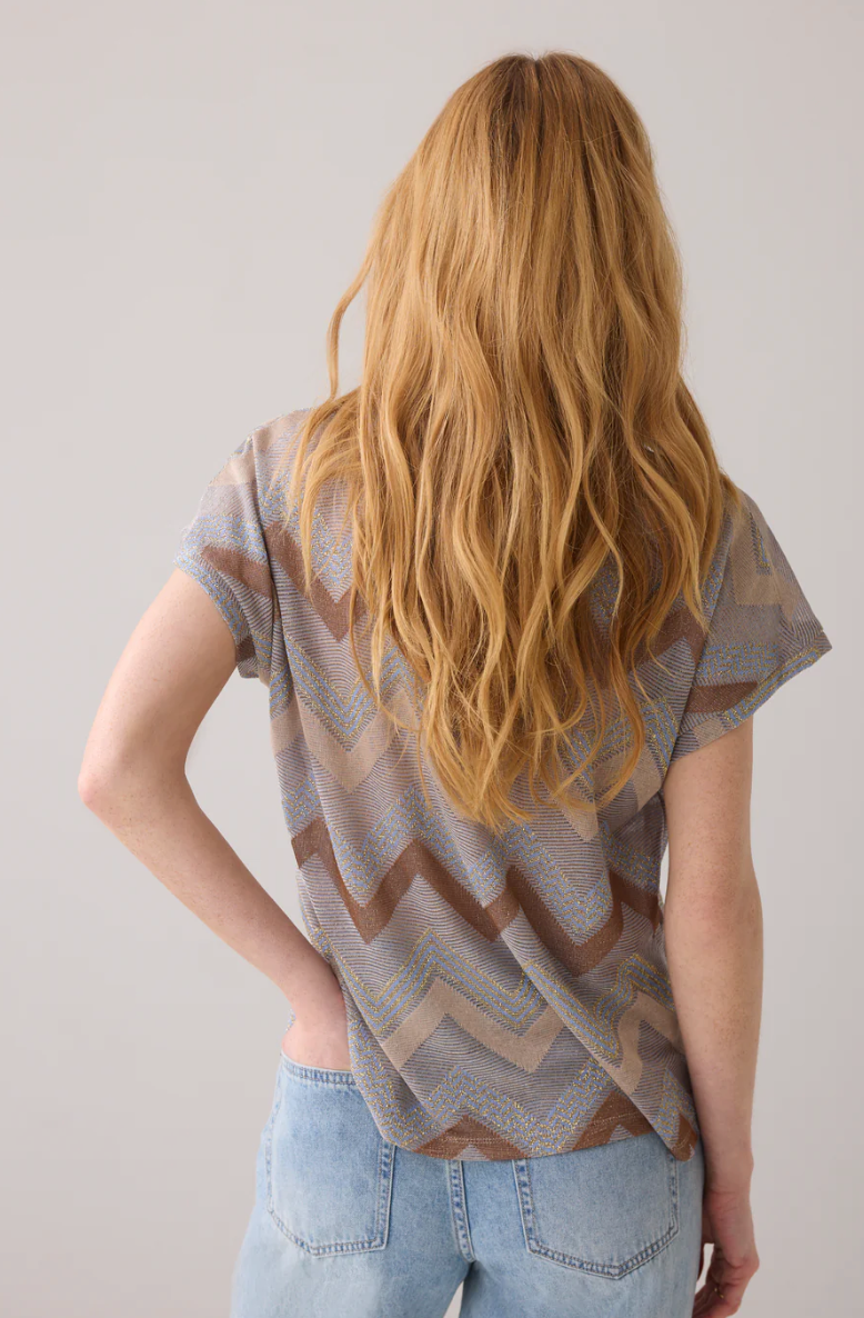 Zig Zag Cap Sleeve Top
