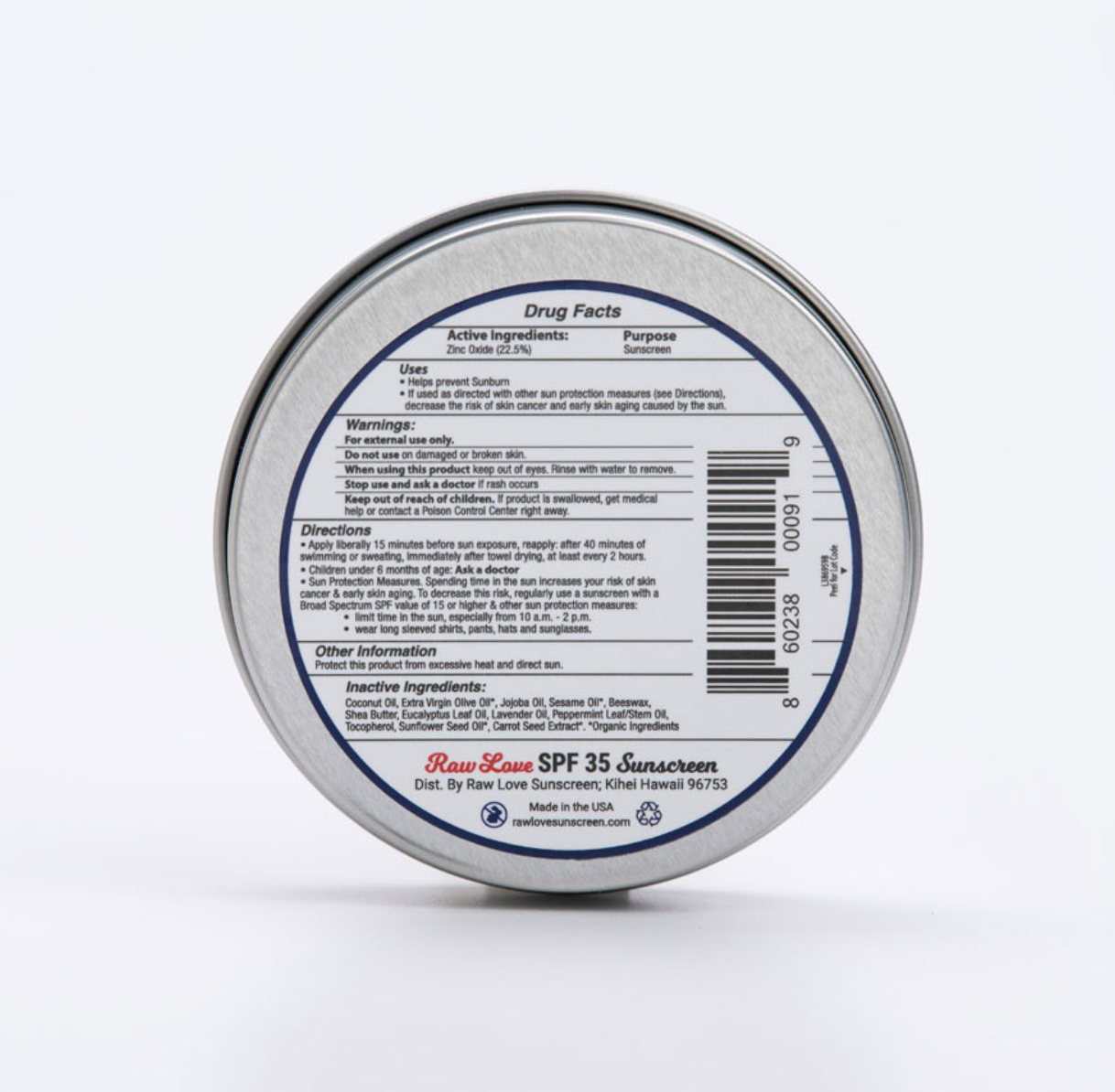 Raw Love Mineral Sunscreen 2oz Tin