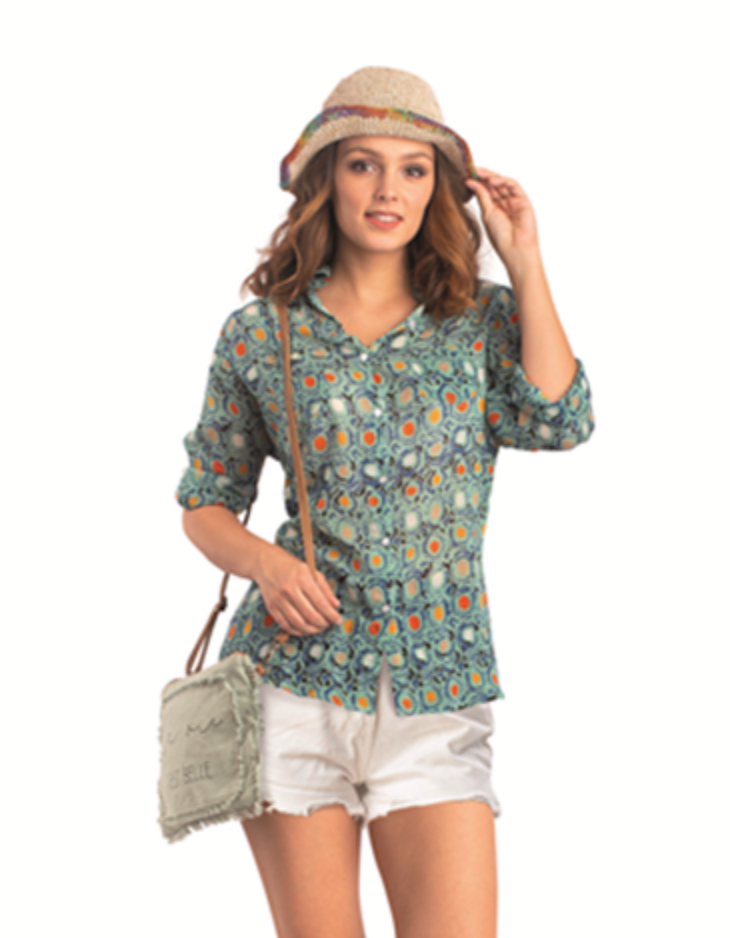 Aqua Peas Blouse