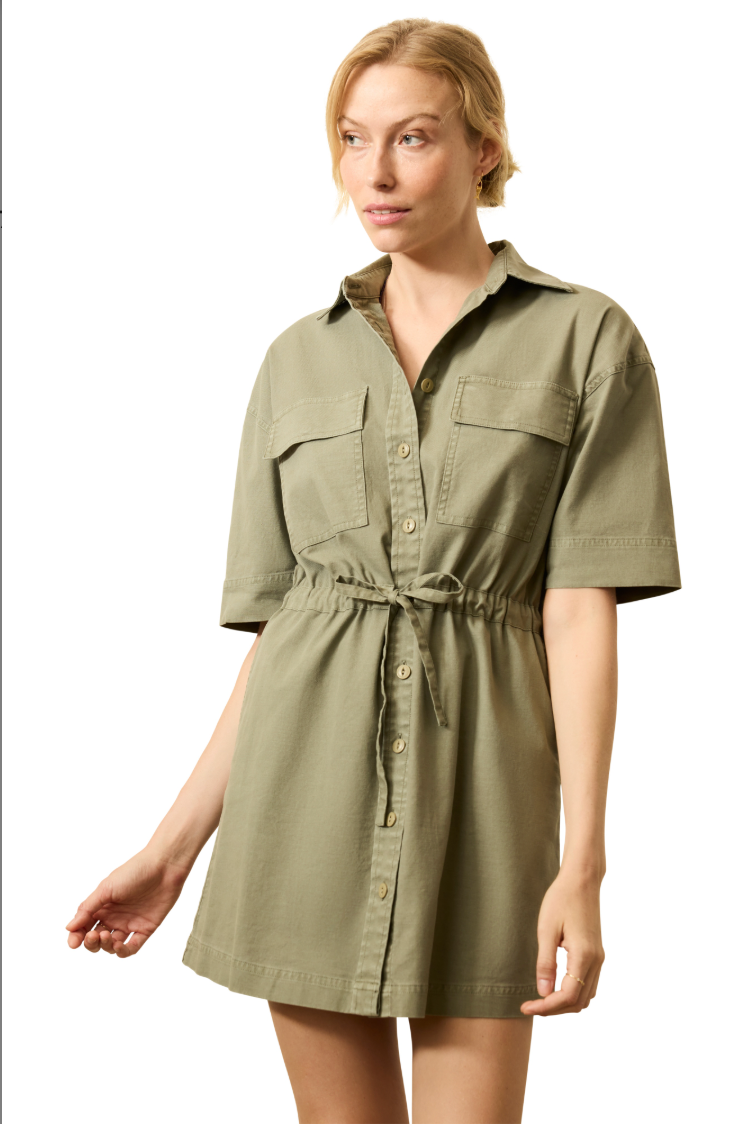 Utility Twill Mini Shirtdress