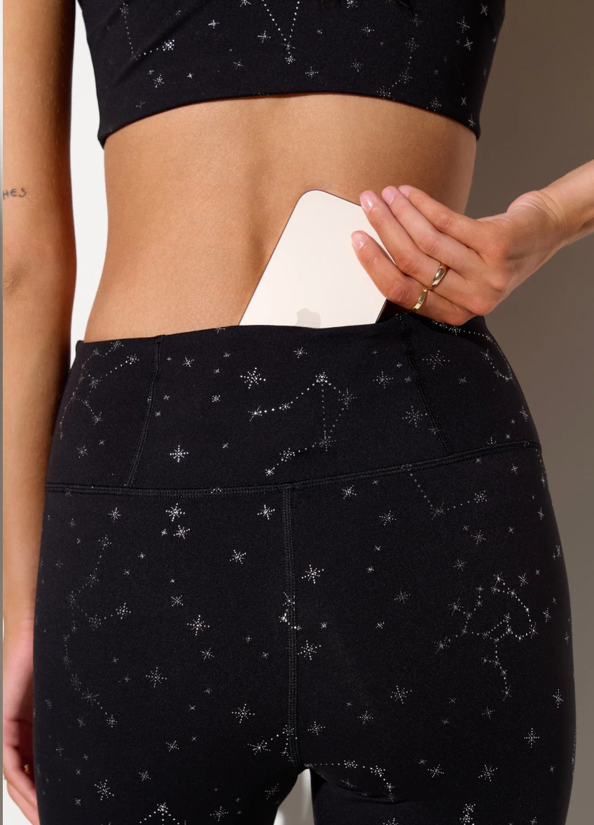 Black Zodiac Print Lotus Legging