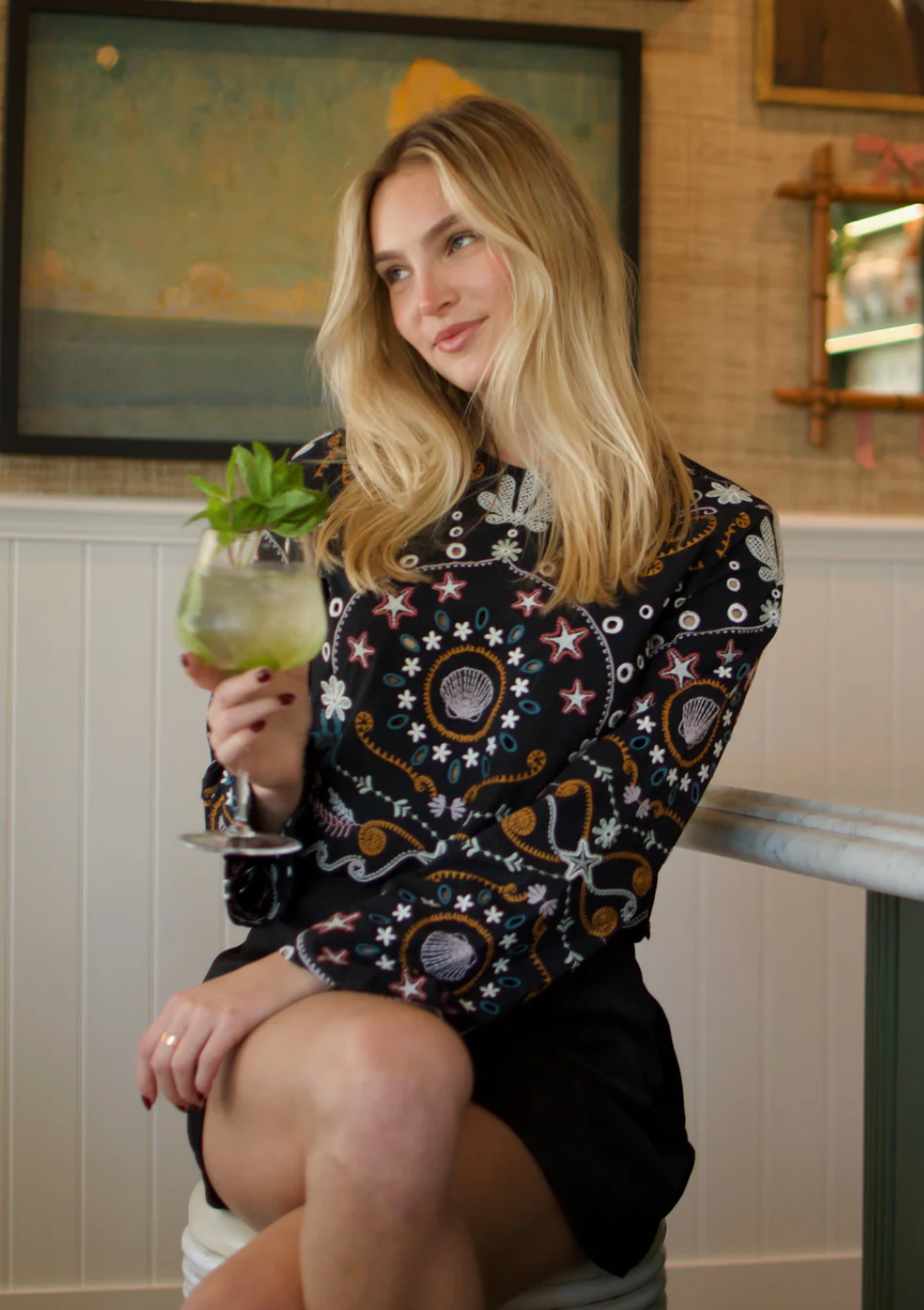 Leela Embroidered Long Sleeve Top
