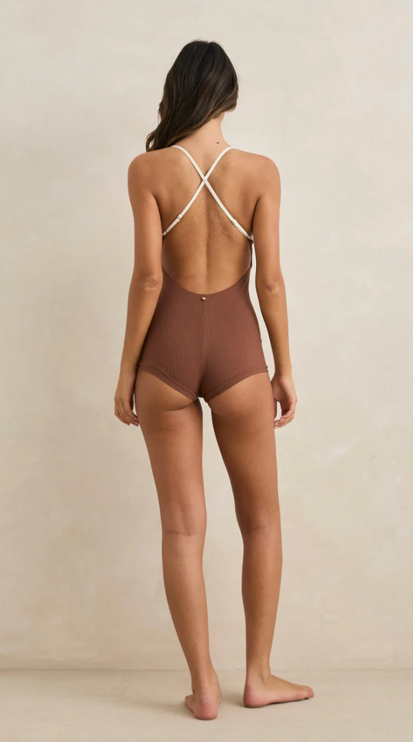 Lily Rib Cross Back Surf Short One Piece