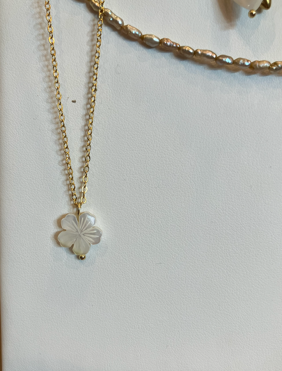 Dainty mop Plumeria Flower Necklace