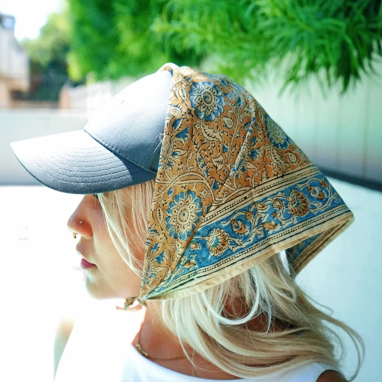 Seaside Garden - Kalamkari Cotton Bandana