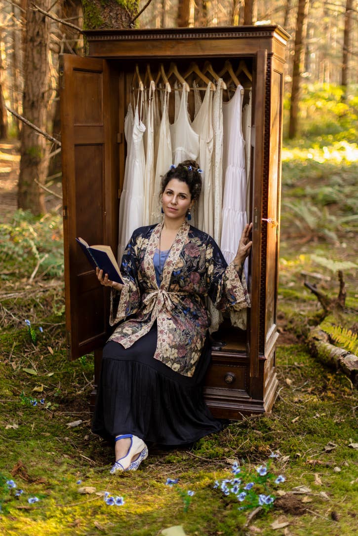 Lionheart Matinée Duster w/ florals & Narnia inspired print