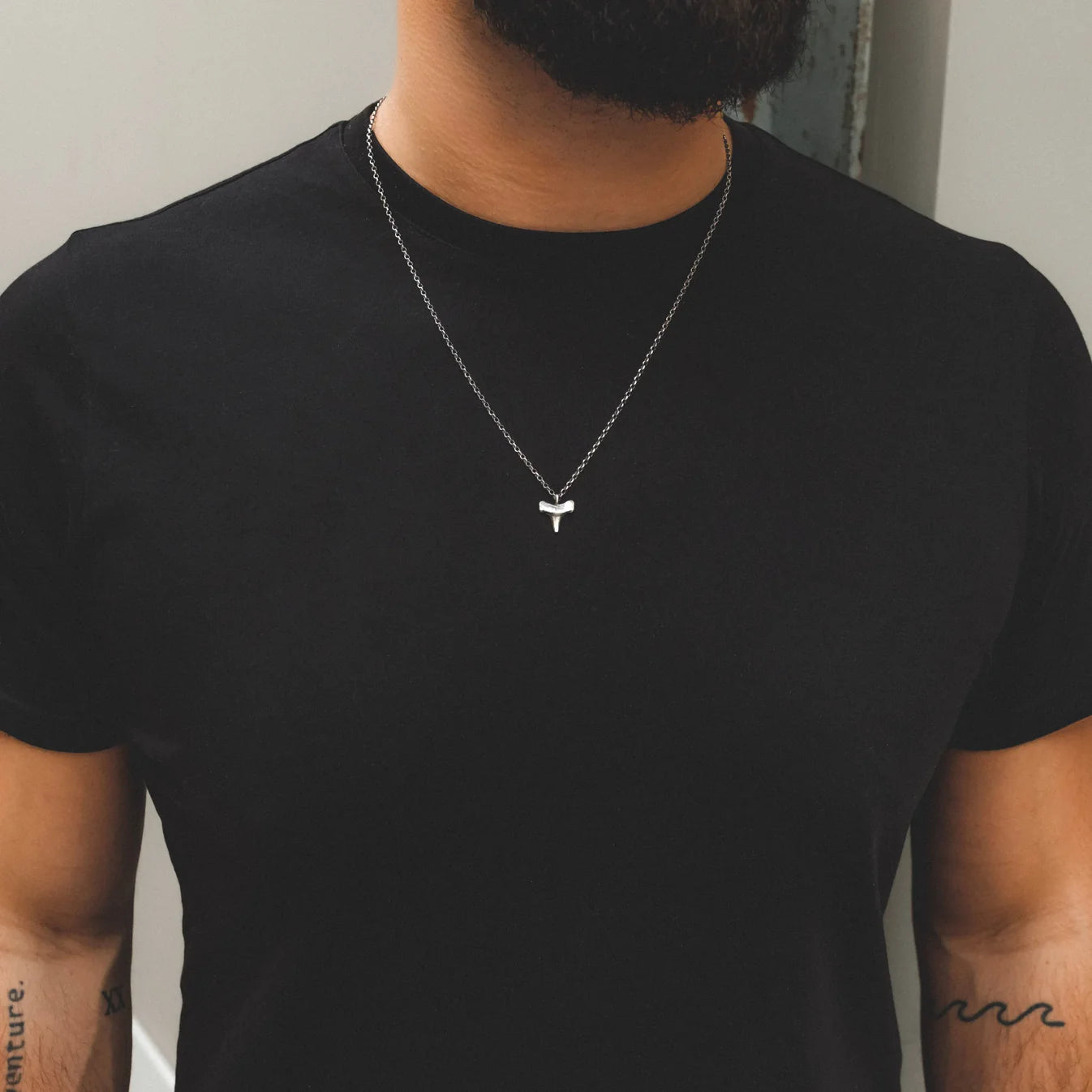 Shark Tooth Necklace - Rustic Sterling Silver