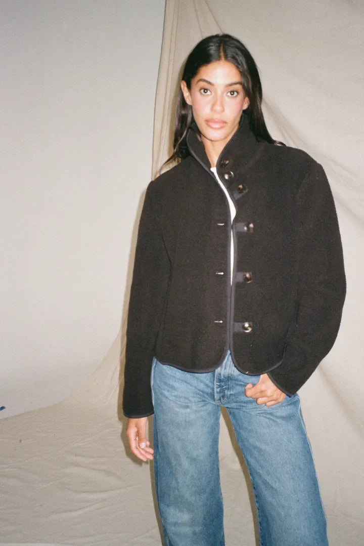 Tara Sherpa Fleece Button Front Jacket