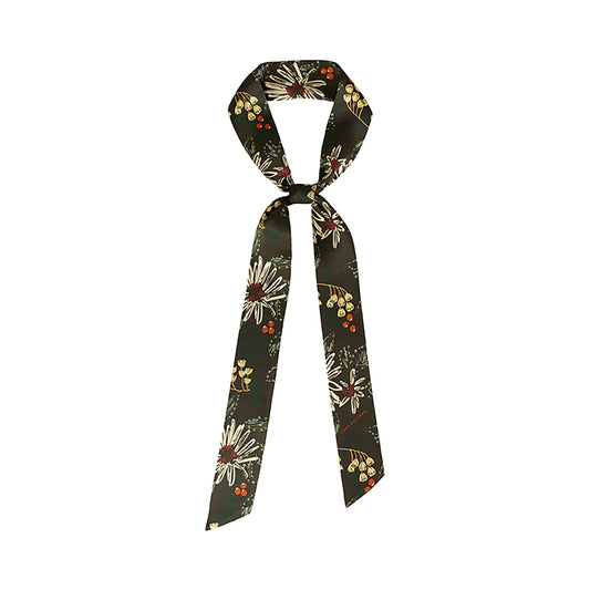 Forest Charm Silk Skinny Scarf