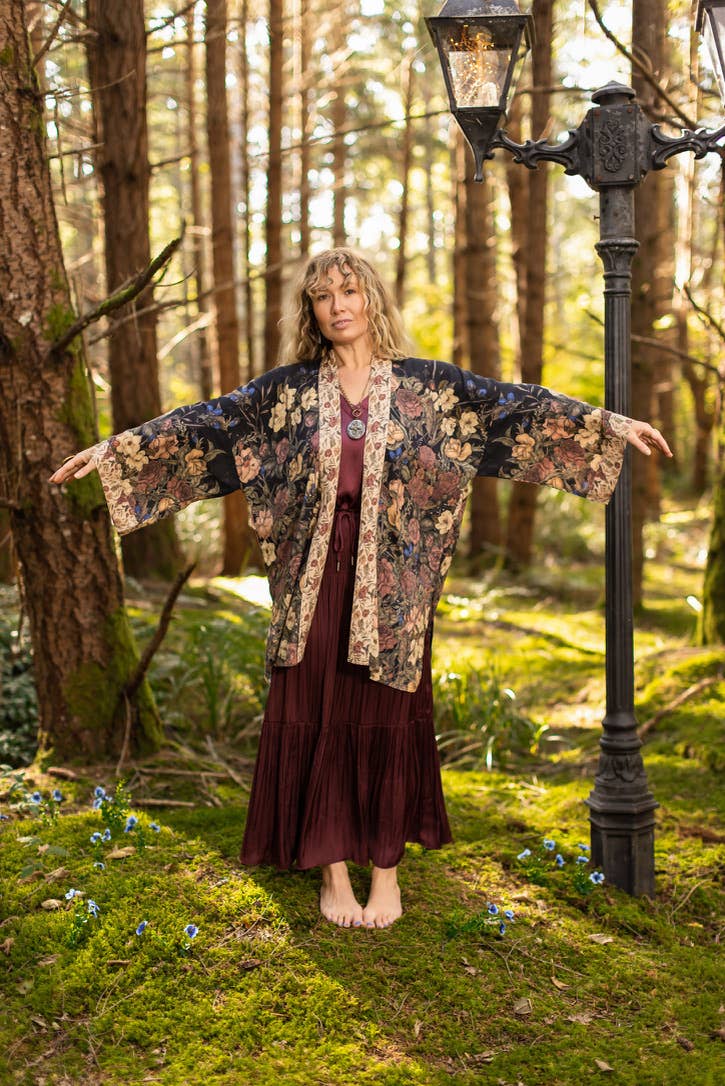 Lionheart Matinée Duster w/ florals & Narnia inspired print
