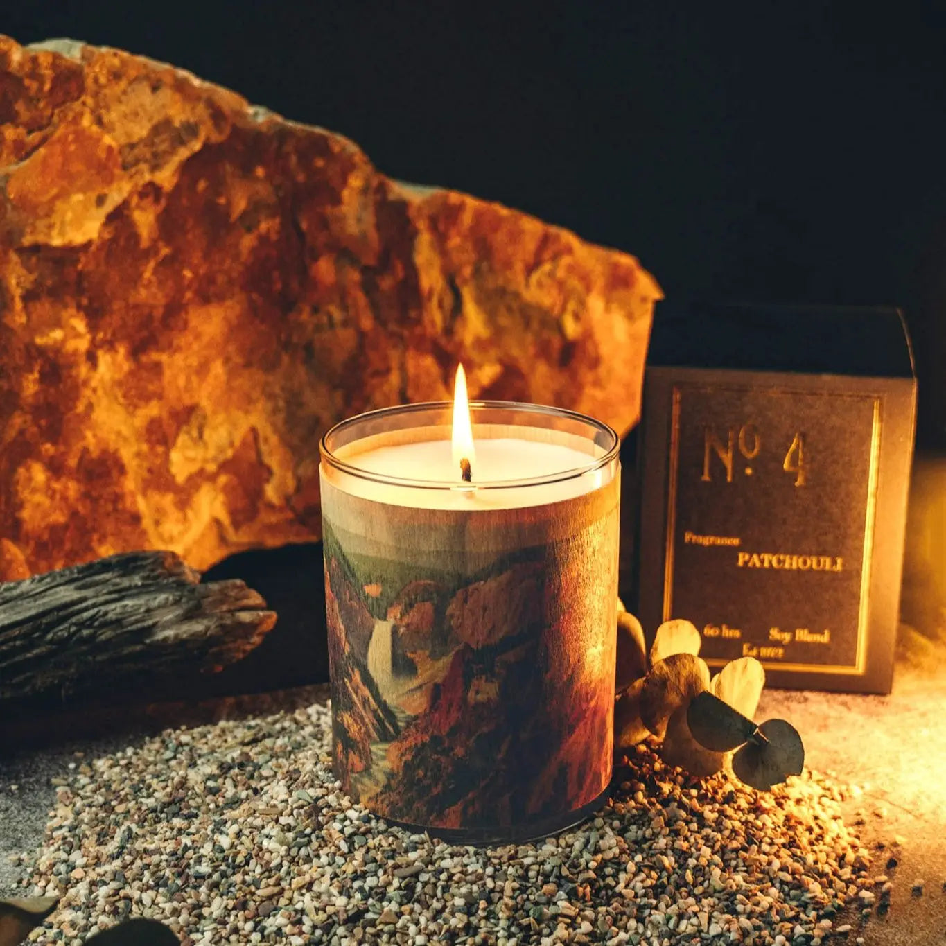 No. 4 Patchouli Wood Wrapped Candle