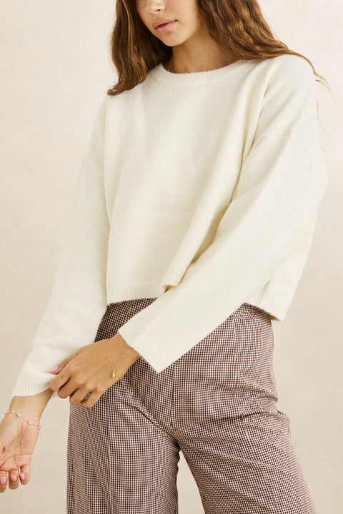 estelle fluffy crew neck knit sweater