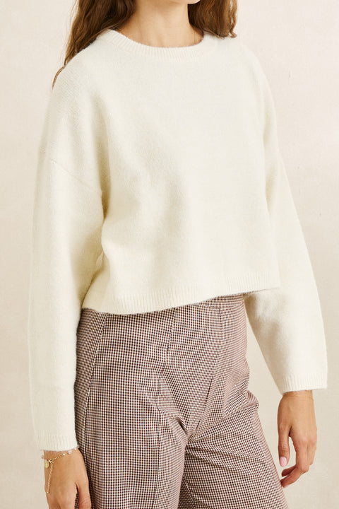 estelle fluffy crew neck knit sweater