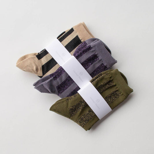 Glitter Vertical Striped Crew Socks