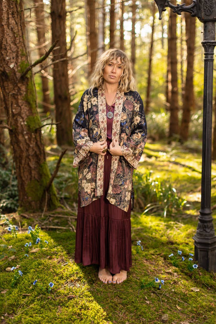 Lionheart Matinée Duster w/ florals & Narnia inspired print