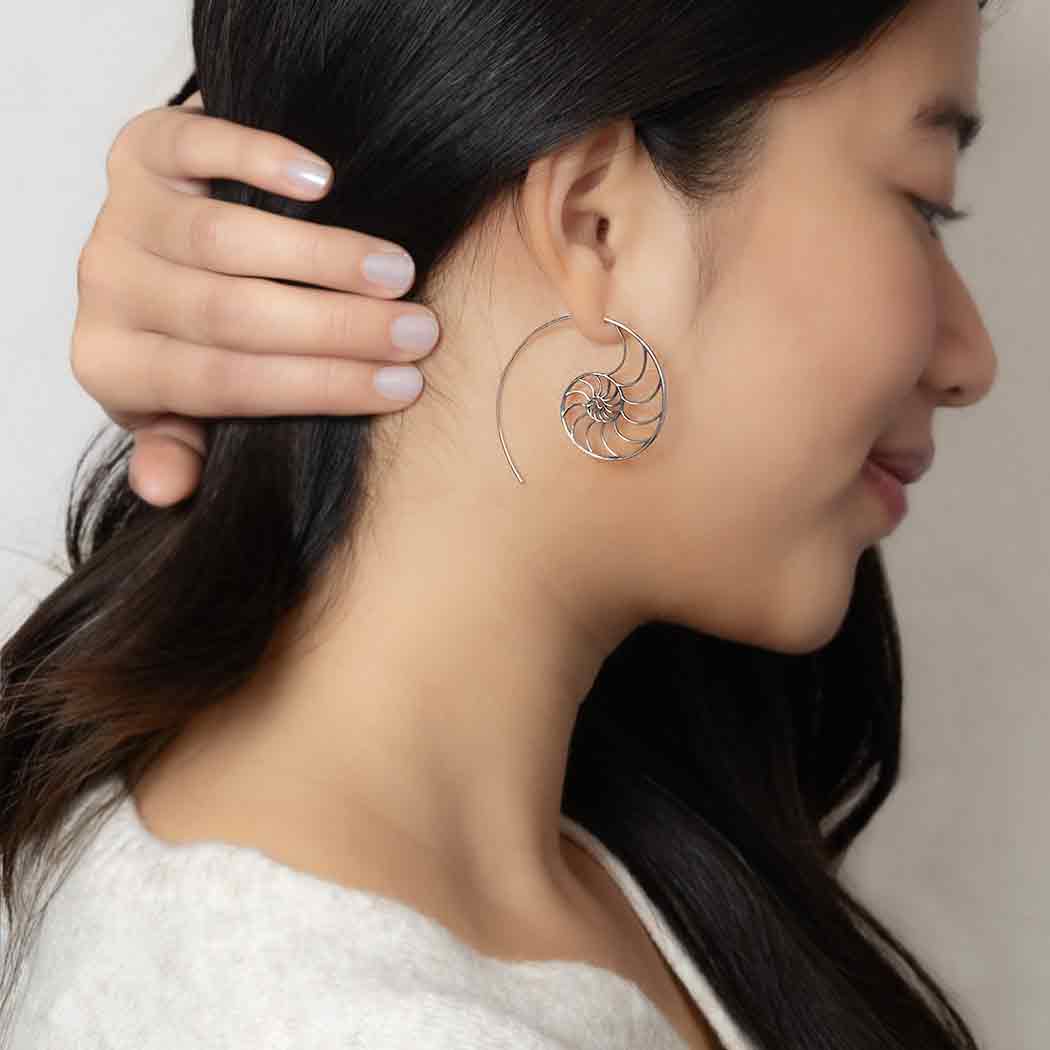 nautilus spiral hoop earrings sterling silver