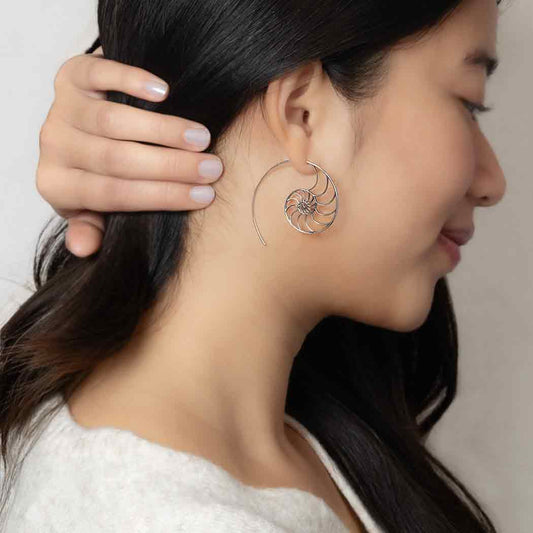 nautilus spiral hoop earrings sterling silver