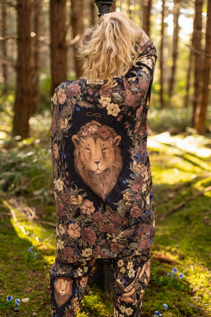 Lionheart Matinée Duster w/ florals & Narnia inspired print