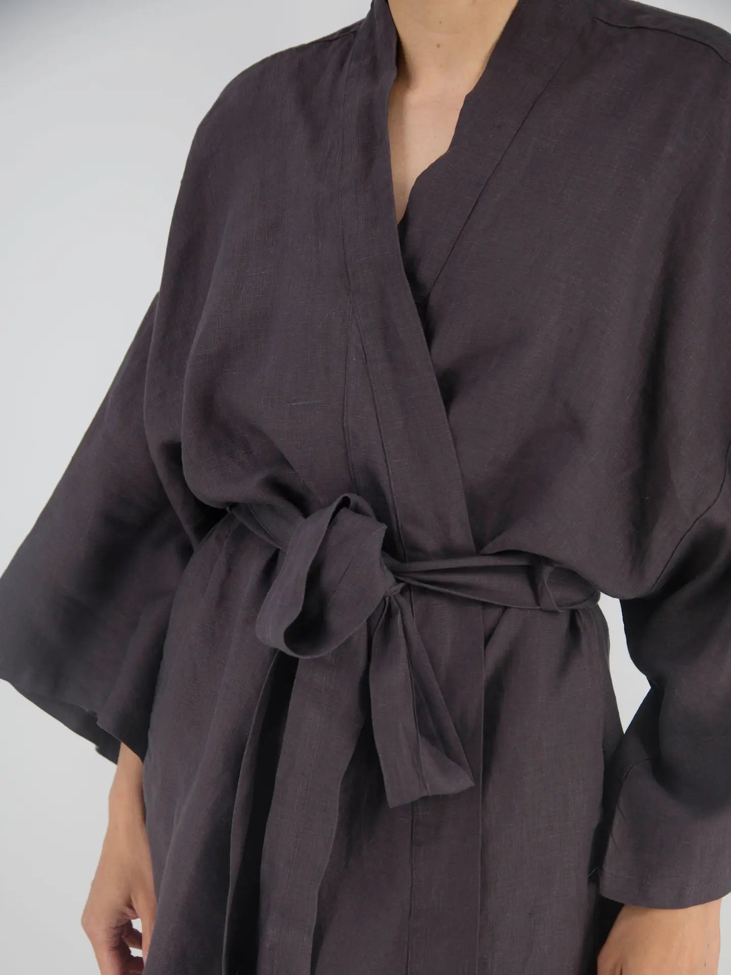 Leia Mid-Length French Linen Robe