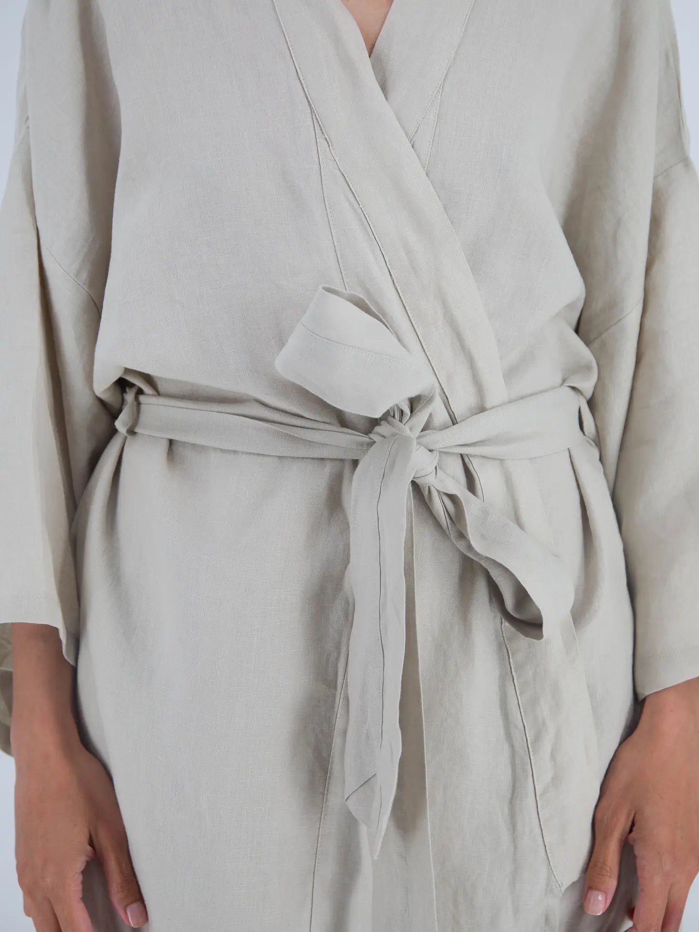 Leia Mid-Length French Linen Robe