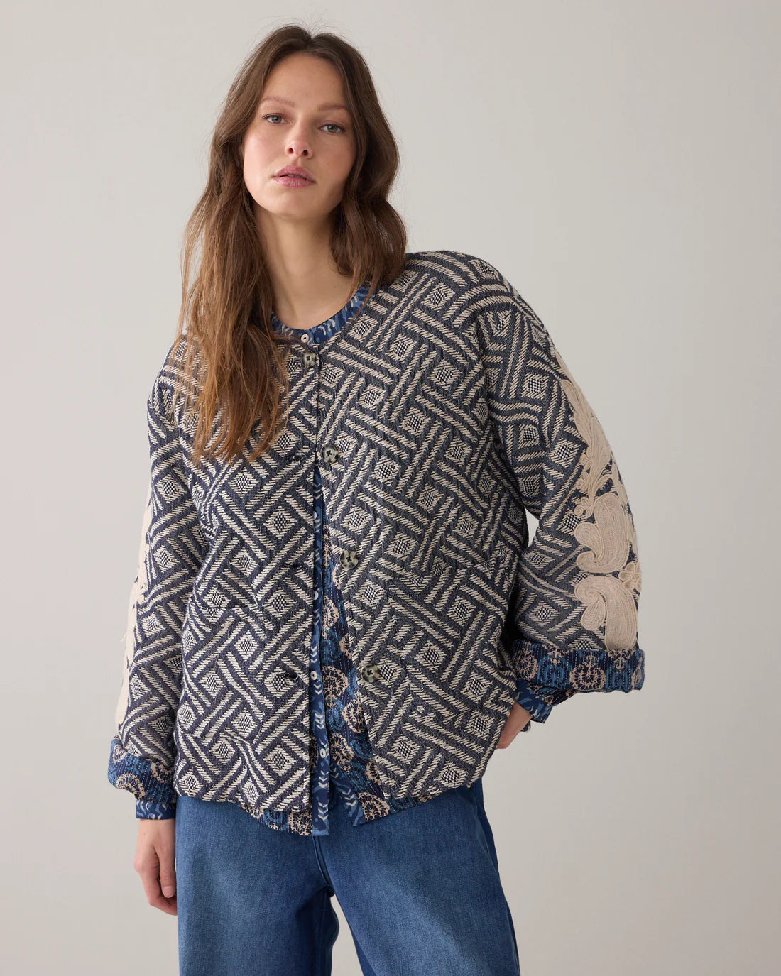 Jacket Blue Jacquard