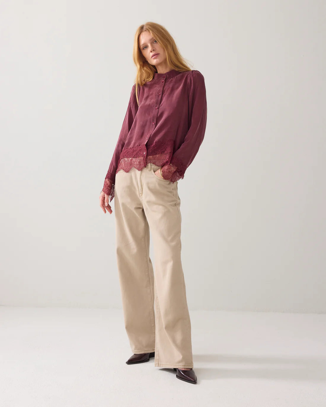 Cupro Blouse W/Lace