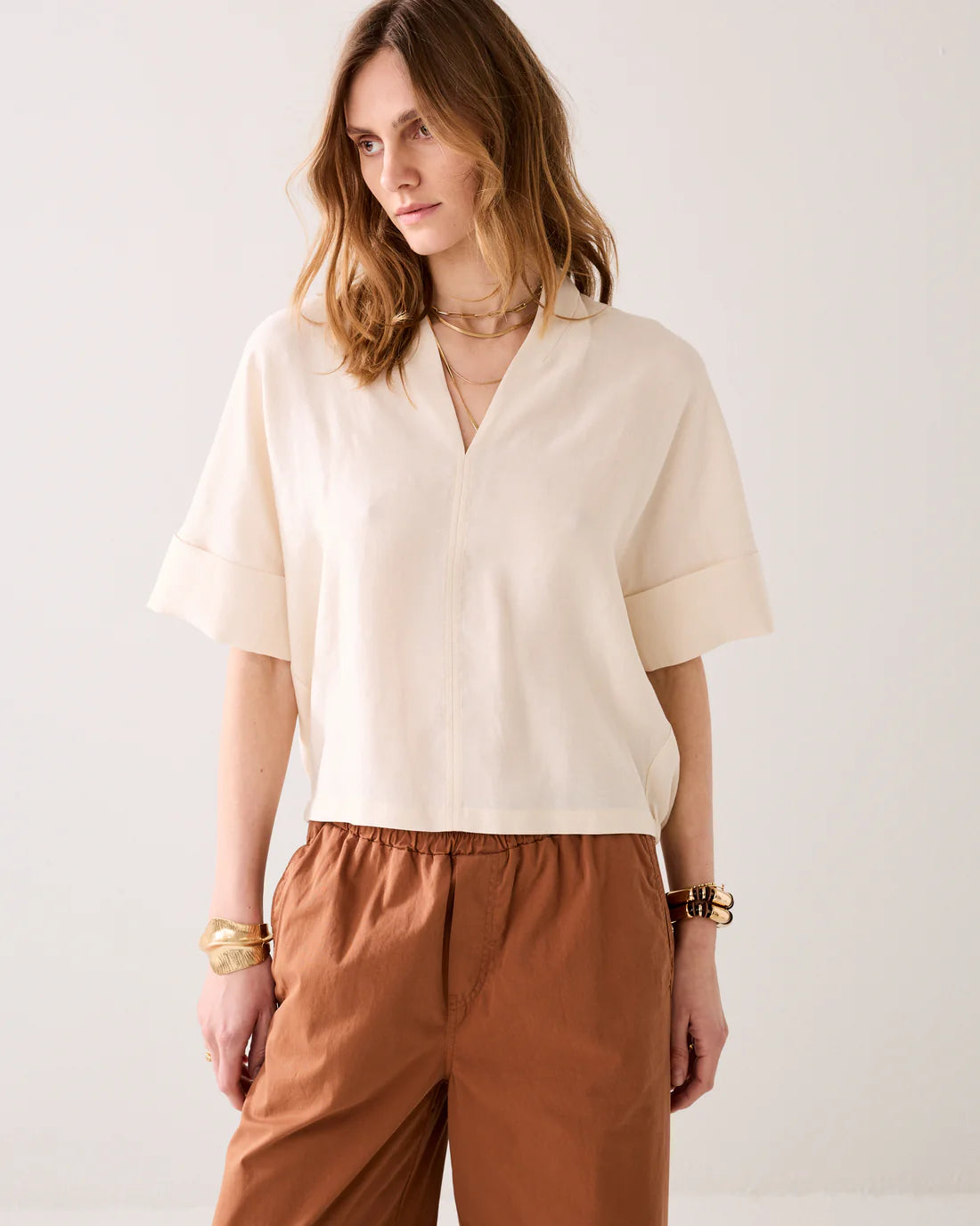 Linen Blend V-Neck