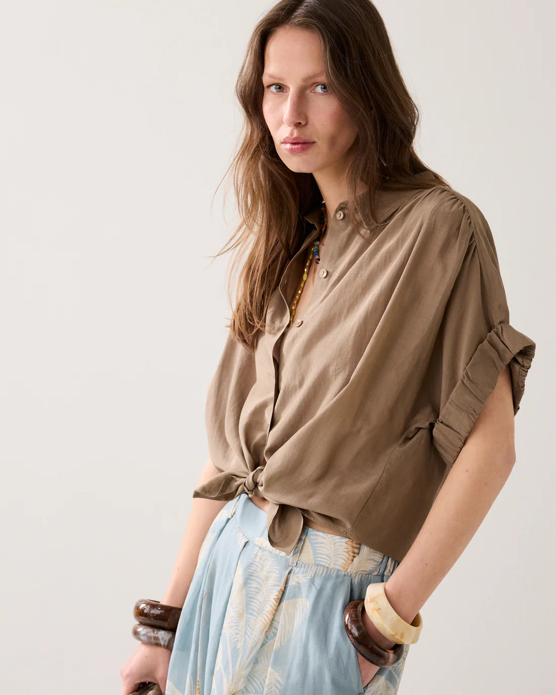 Wear-Your-Way Shiny Blouse