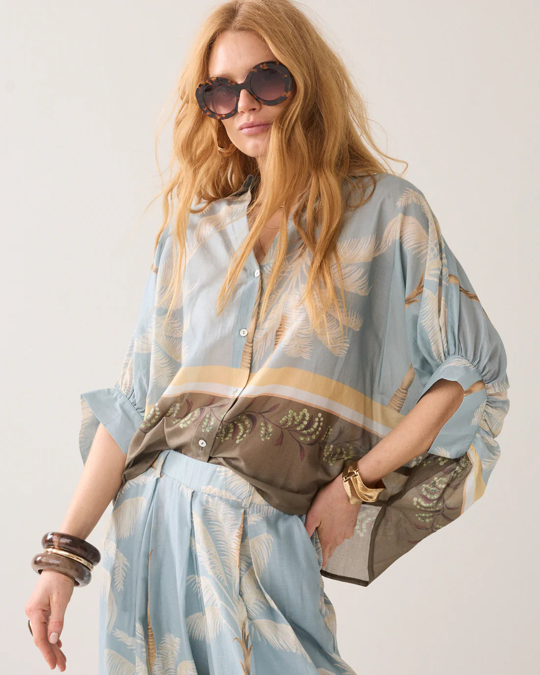 Transparent Beach Print Blouse