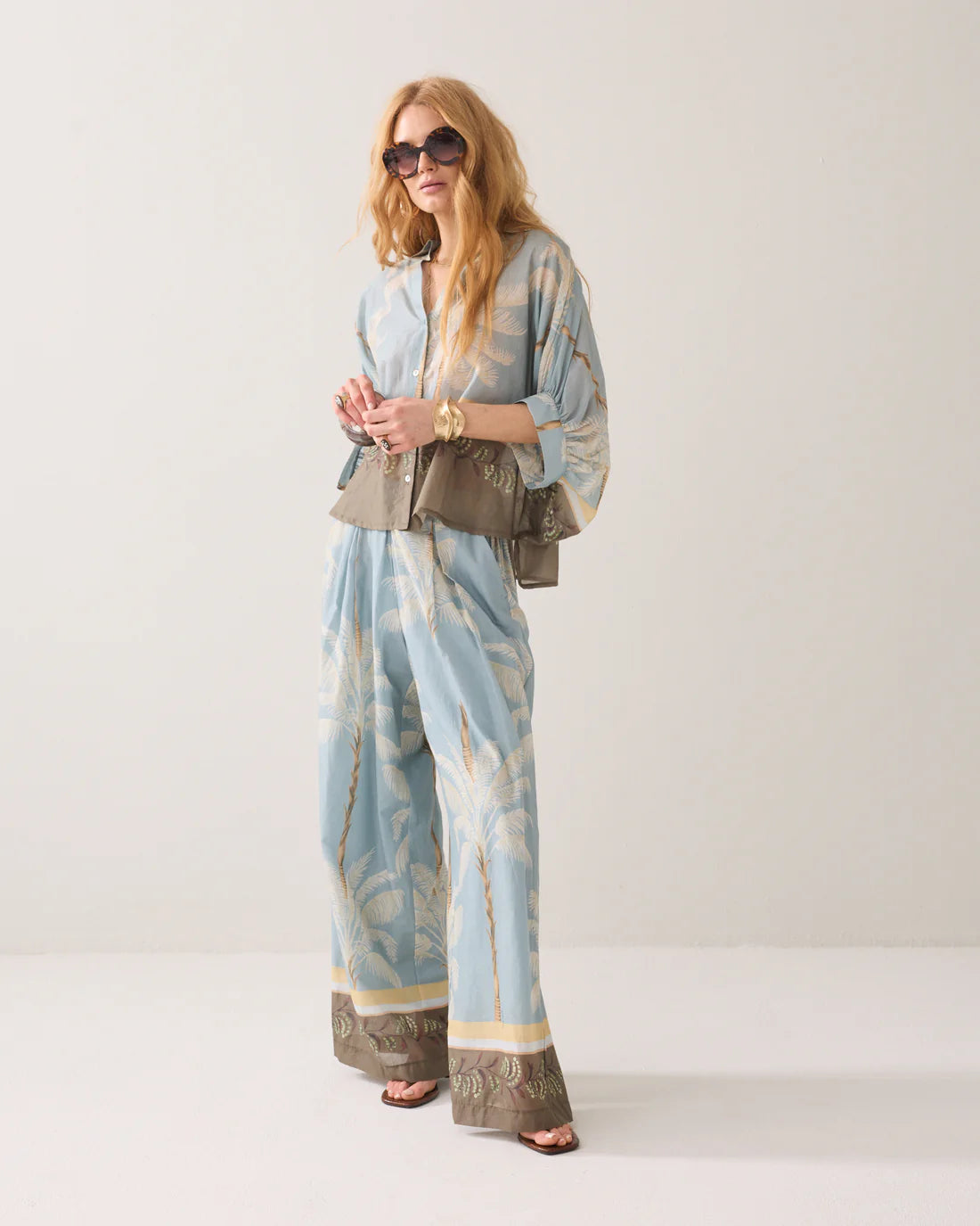 Transparent Beach Print Blouse