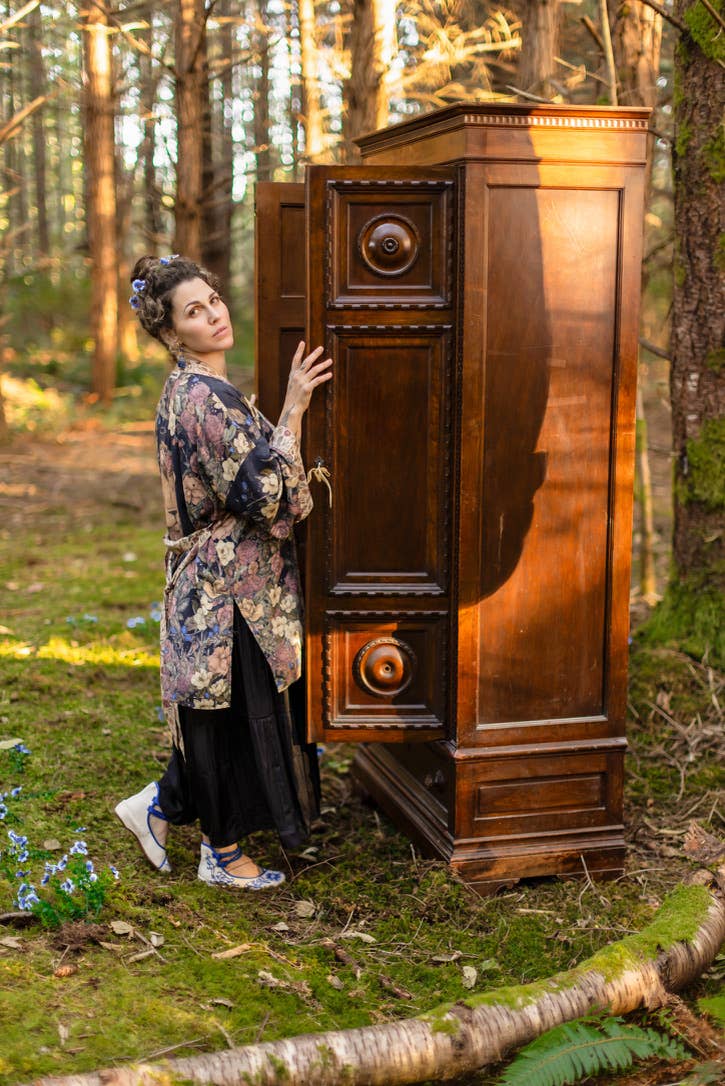 Lionheart Matinée Duster w/ florals & Narnia inspired print