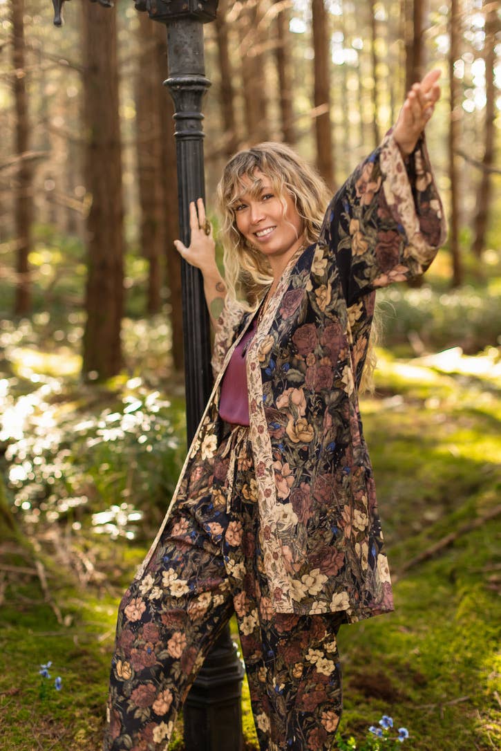 Lionheart Matinée Duster w/ florals & Narnia inspired print
