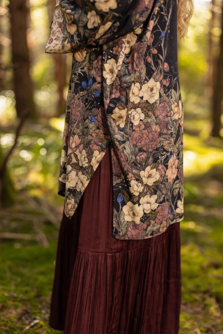 Lionheart Matinée Duster w/ florals & Narnia inspired print
