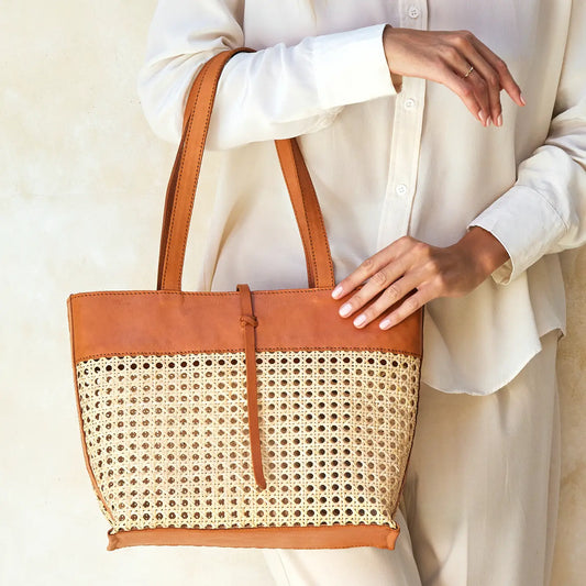 Rattan Cane Weave Tote Bag