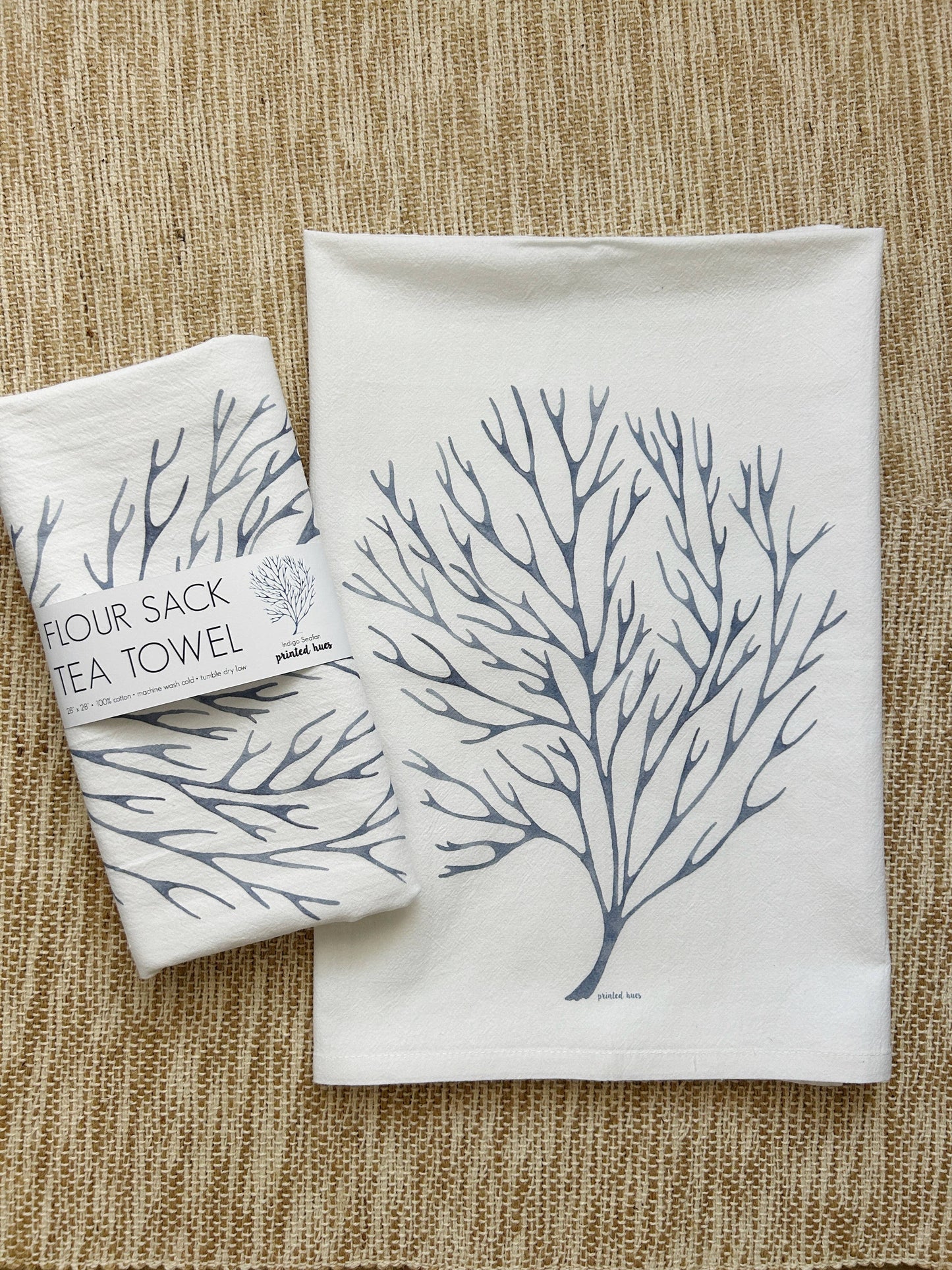 Indigo Sea Fan Tea Towel