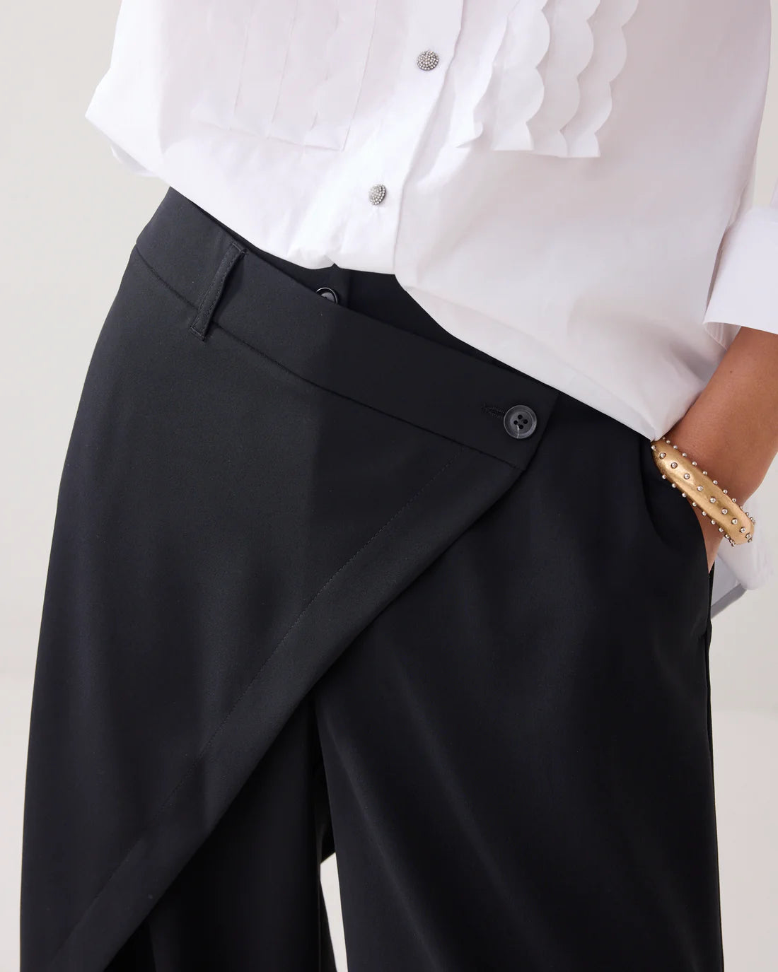 Wide Leg Trouser W/Crossover