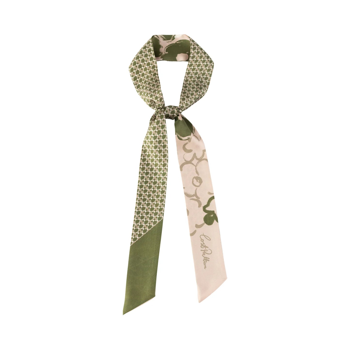 Floral Houndstooth Silk Skinny Scarf