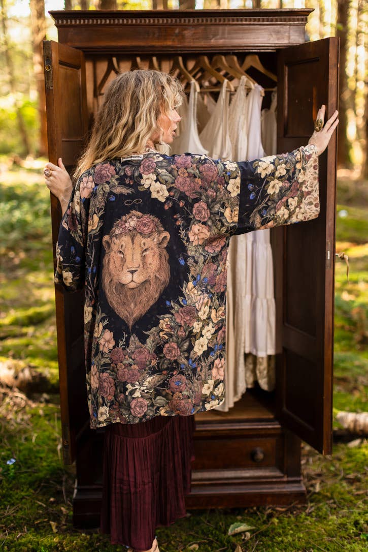 Lionheart Matinée Duster w/ florals & Narnia inspired print