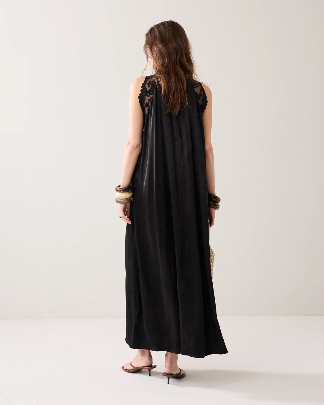 Long halter dress with lace