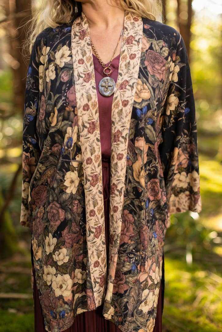Lionheart Matinée Duster w/ florals & Narnia inspired print