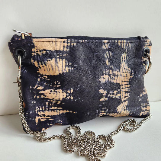 indigo tie-dye italian leather crossbody